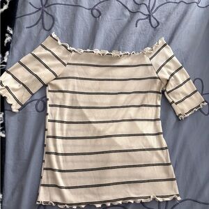 Caution To The Wind off white and Black Striped Blouse